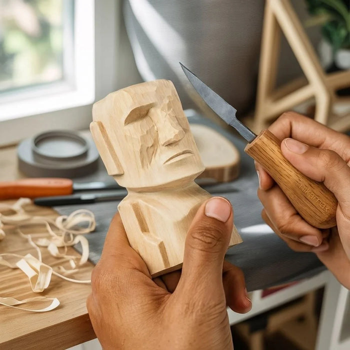 Mikamax Moai Carving Kit - Kit DIY de Sculpture sur Bois Île de Pâques