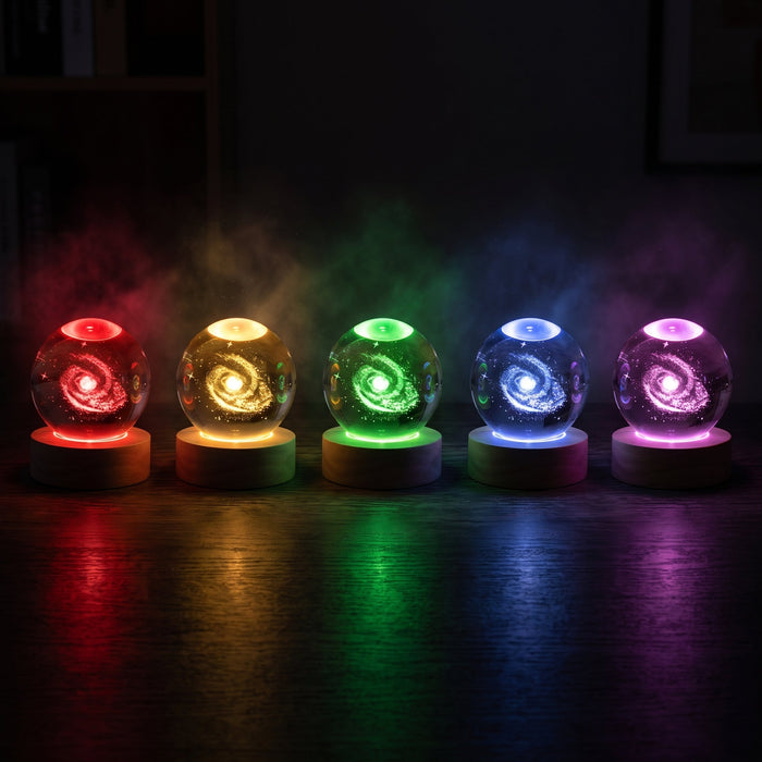 3D Galaxy Crystal Ball with Color-Changing Light