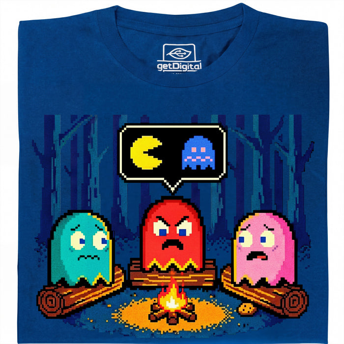 Feu de Camp 8-Bit - Vue principale T-Shirt Bleu