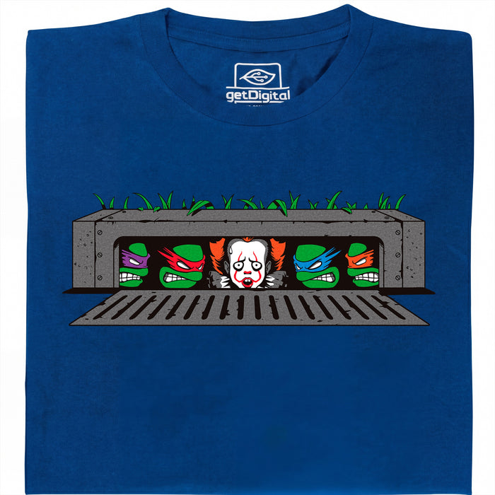 IT vs. Turtles - Vista principale T-Shirt Blu