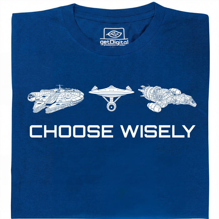 Choose Your Spaceship - Vista principale T-shirt Blu