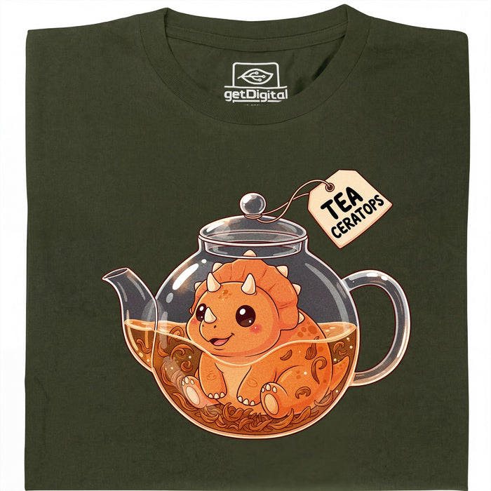 Tea-Ceratops - Vista principal Camiseta Verde Oscuro