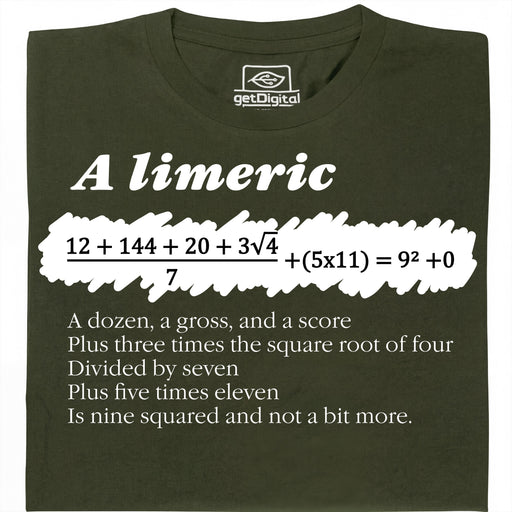 A Limerick - Poème mathématique avec équation - Vue principale T-shirt Vert Foncé