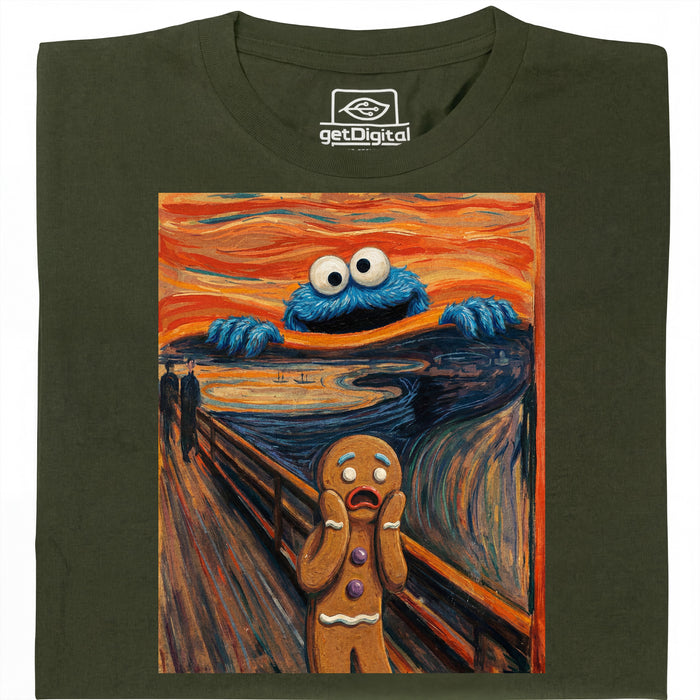 L'Urlo - Edizione Mostro dei Biscotti - Vista principale T-Shirt Verde Scuro