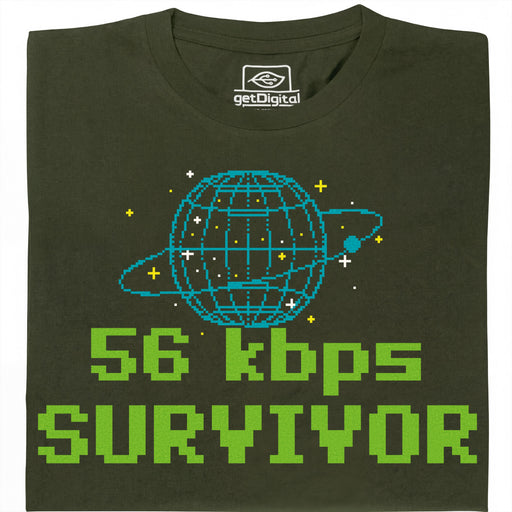 56kbps Survivor - Vue principale T-shirt Vert Foncé