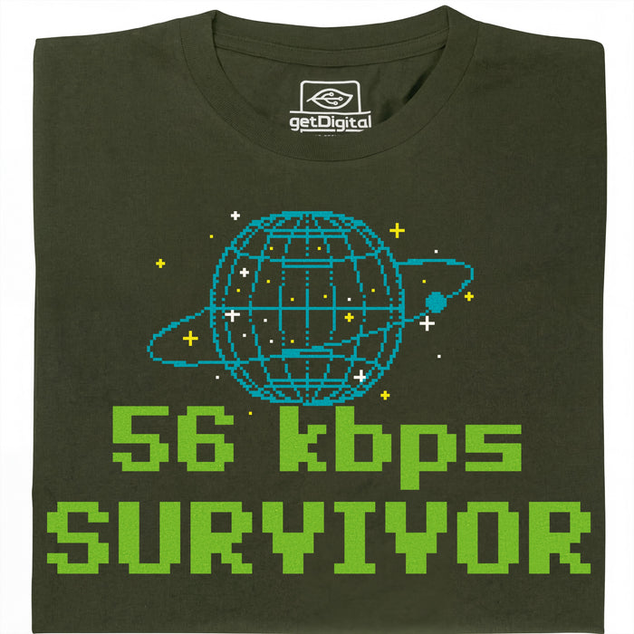 56kbps Survivor - Vista principale T-shirt Verde Scuro
