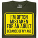 Mistaken For An Adult - Vista principal Camiseta Verde Oscuro