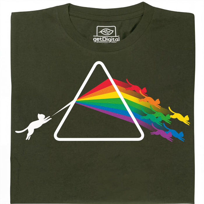 Dark Side of the Cat - Vooraanzicht T-Shirt Donkergroen