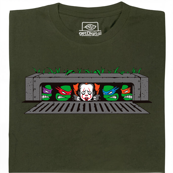 IT vs. Turtles - Vista principale T-Shirt Verde Scuro