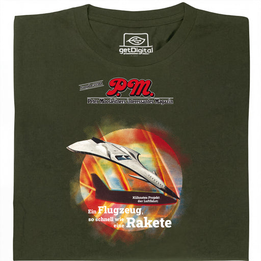 P.M. Magazine 3/1984 Avion comme Fusée - Vue principale T-Shirt Vert Foncé
