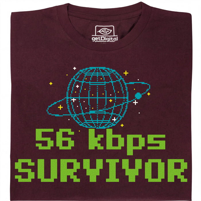 56kbps Survivor - Vista principale T-shirt Rosso Scuro