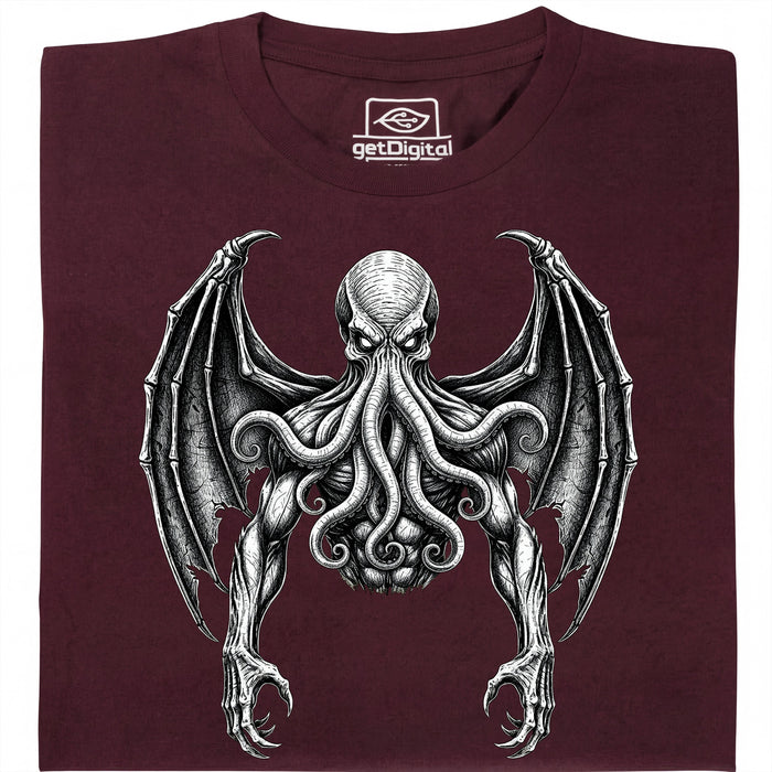 Cthulhu - De Grote Oude - Vooraanzicht T-Shirt Donkerrood