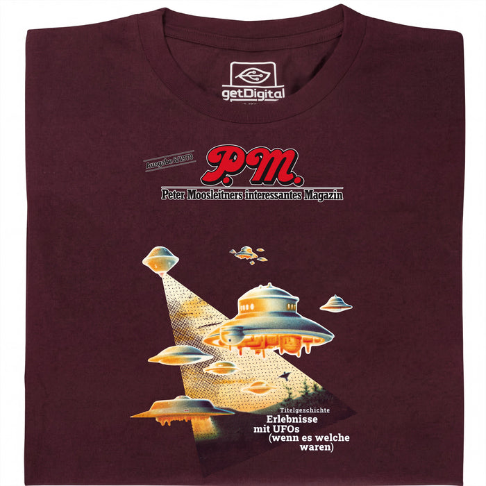 P.M. Revista 6/1979 Encuentros con Ovnis - Vista principal Camiseta Rojo Oscuro
