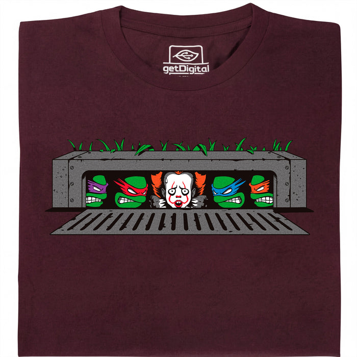 IT vs. Turtles - Vista principale T-Shirt Rosso Scuro