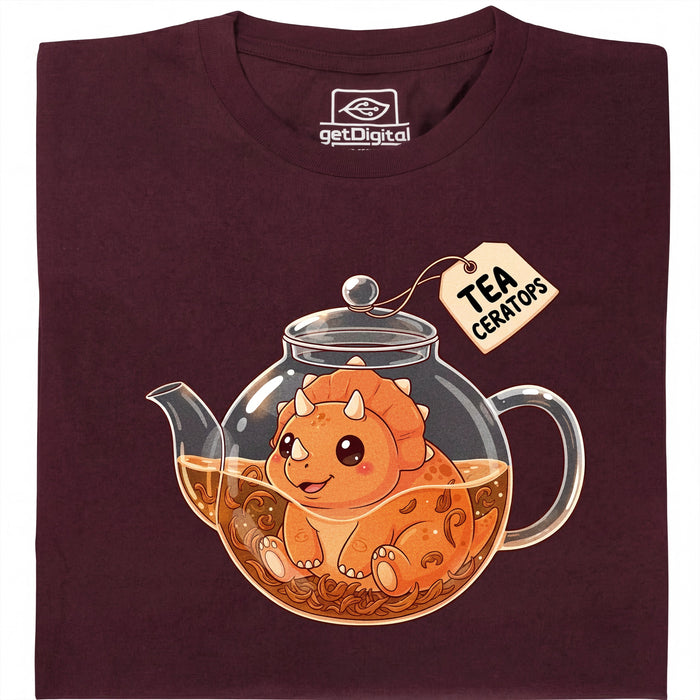 Tea-Ceratops - Vista principal Camiseta Rojo Oscuro