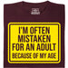 Mistaken For An Adult - Vista principal Camiseta Rojo Oscuro