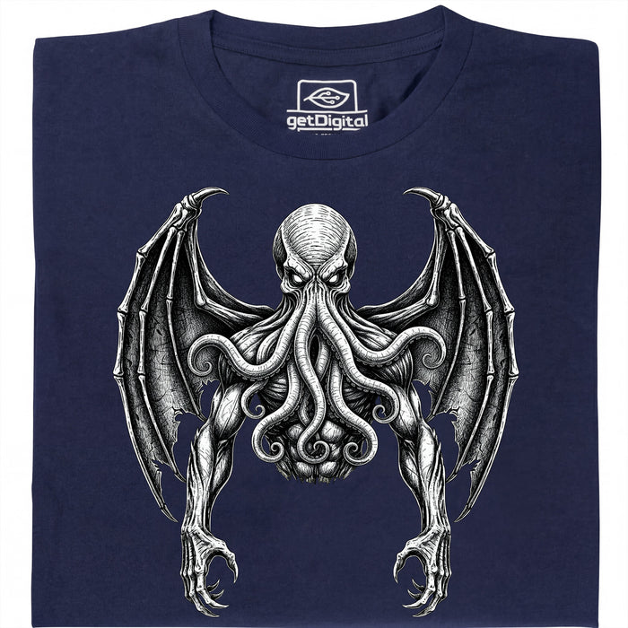 Cthulhu - De Grote Oude - Vooraanzicht T-Shirt Marineblauw