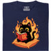 Gato Negro Leyendo "Evil Plans" - Planes Malvados con Estilo - Vista Principal Camiseta Azul Marino