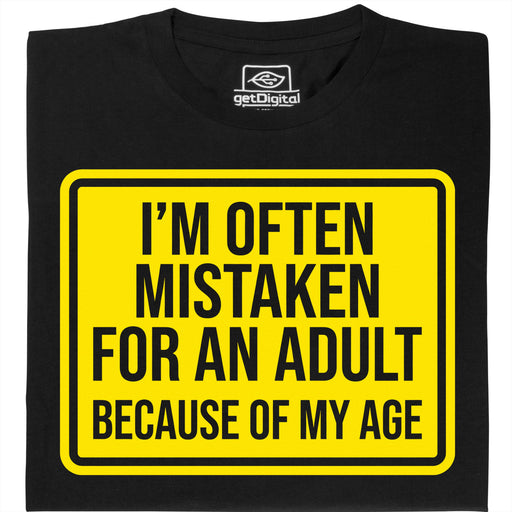 Mistaken For An Adult - Vista principale T-Shirt Nero