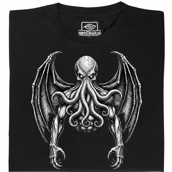 Cthulhu - De Grote Oude - Vooraanzicht T-Shirt Zwart