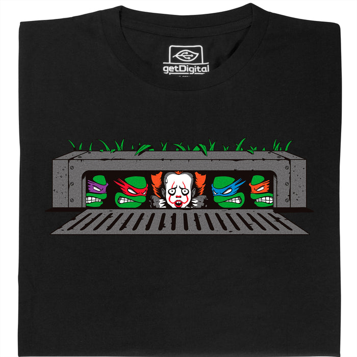 IT vs. Turtles - Vista principale T-Shirt Nero
