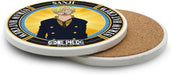 One Piece ceramic coaster with Sanji design, side view