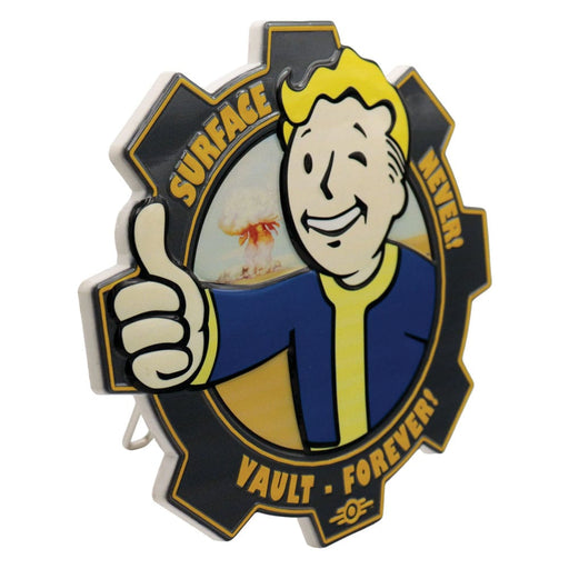 Placa de resina Fallout Vault Boy (Surface Never, Vault Forever)
