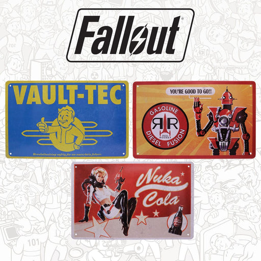 Fallout set de 3 placas de metal (Vault-Tec, Red Rocket, Nuka Cola)