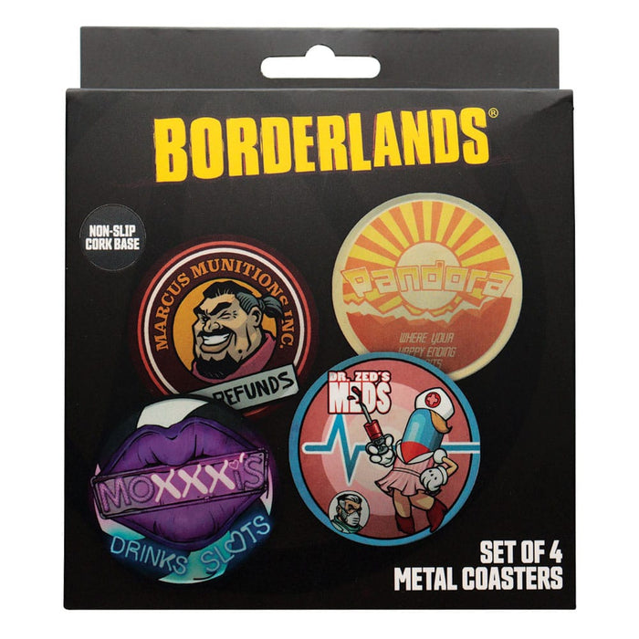 Borderlands Coaster Set of 4 (Metal, Cork Backing)