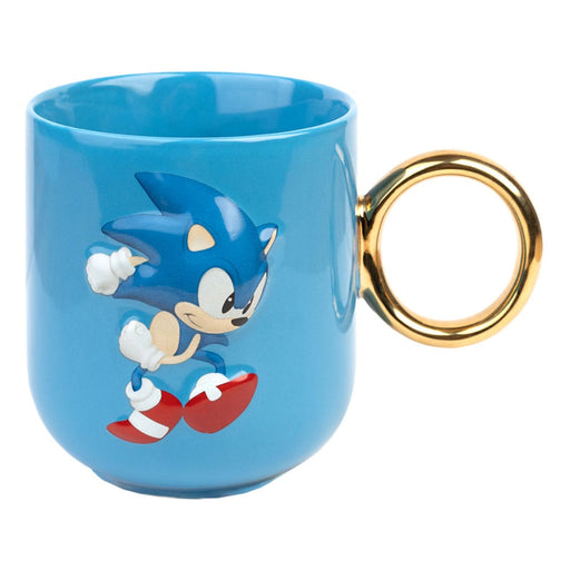 Tazza 3D di Sonic con manico ad anello dorato