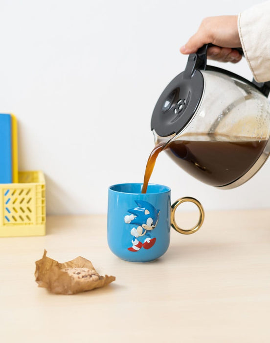 Tazza 3D di Sonic con manico ad anello dorato