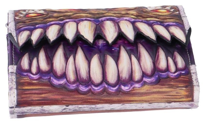 Portafoglio Mimic di Dungeons & Dragons (con ciondolo D20)