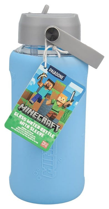 Minecraft Glass Water Bottle with Protective Sleeve